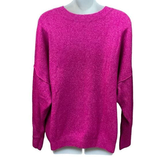 Vince Camuto Sweater Euphoria Crew Neck Drop Shoulder Fuchsia Pink Heather XL - Picture 2 of 11
